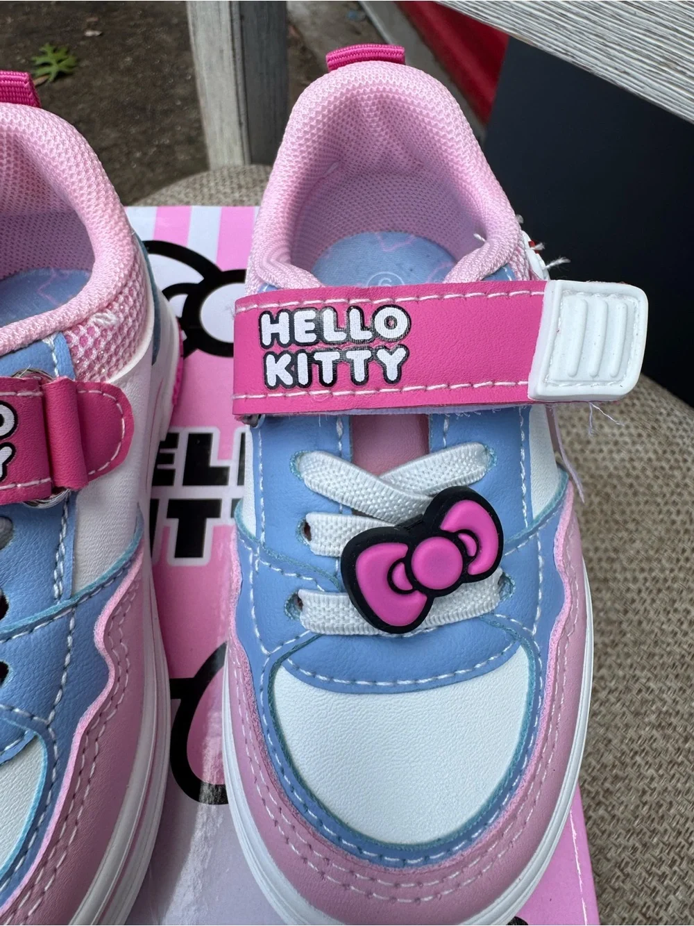 Hello Kitty Pink & Light Blue Kids Sneakers with Bow Accent